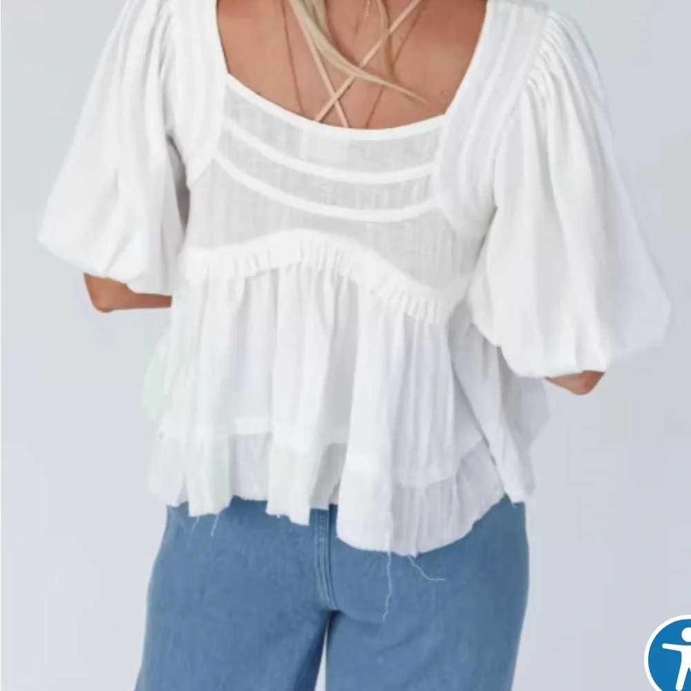 Raw edge babydoll top❌sold on Mercari❌ - Picture 2 of 2